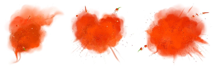 Vettore gratuito spruzzi di peperoncino rosso in polvere e pezzi