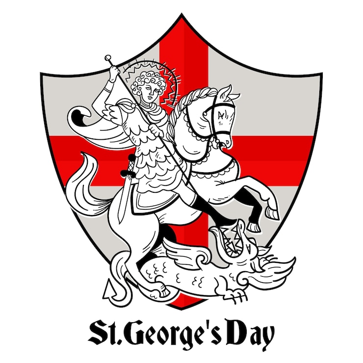 Vettore gratuito st disegnato a mano. illustrazione del giorno di george con il cavaliere