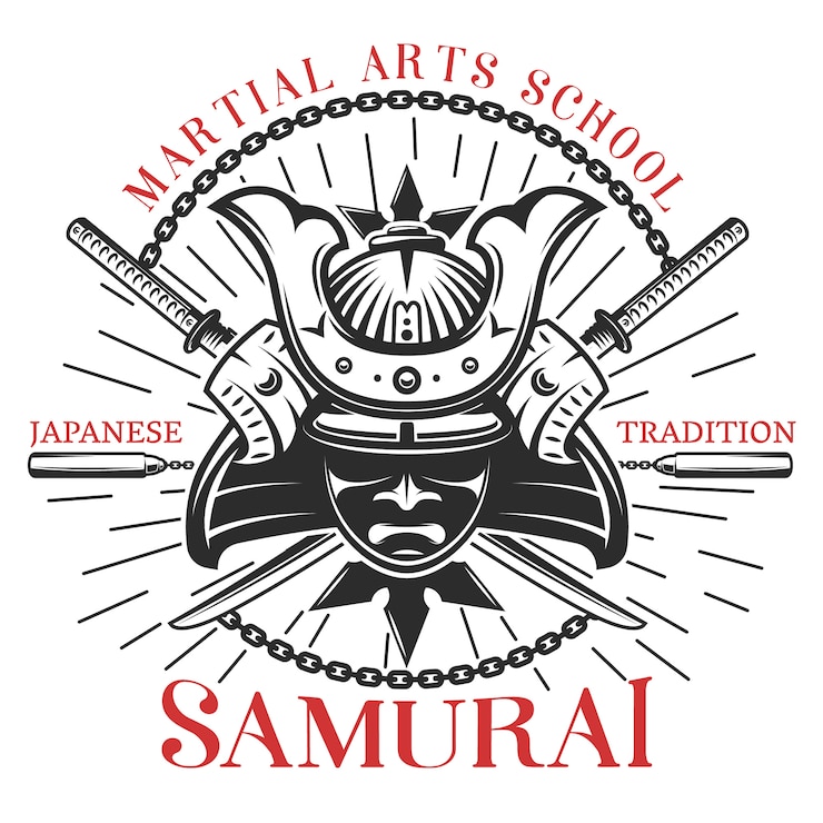 Vettore gratuito stampa di arti marziali del samurai