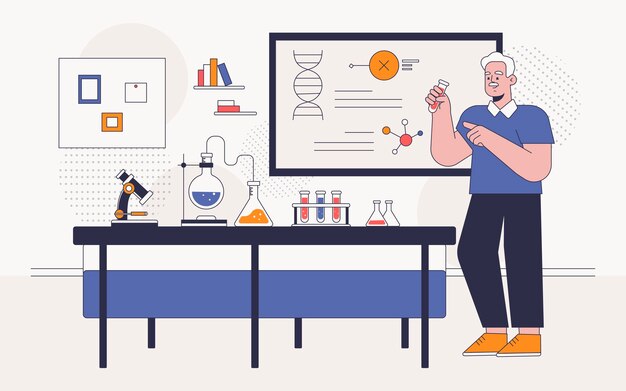 Stanza del laboratorio di illustrazione piatta