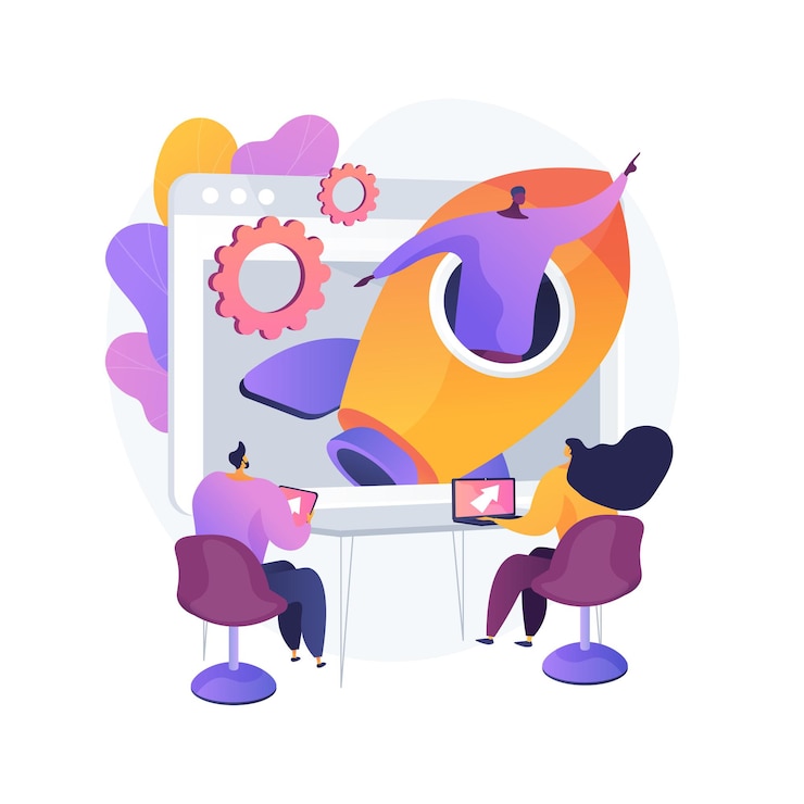 Vettore gratuito startup concetto astratto illustrazione vettoriale. lancio di startup, imprenditorialità, nuova idea di business, lavoro autonomo, impresa imprenditoriale, mentoring, validazione del mercato e metafora astratta degli investimenti.