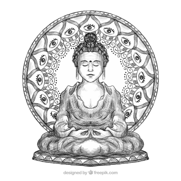 Vettore gratuito statua di sfondo di buddha