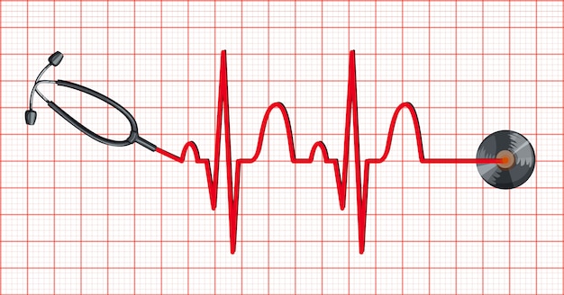 Stetoscopio e battiti cardiaci su carta millimetrata