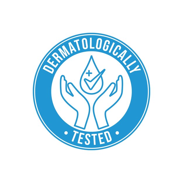 Stile dell'etichetta dermatologicamente testato