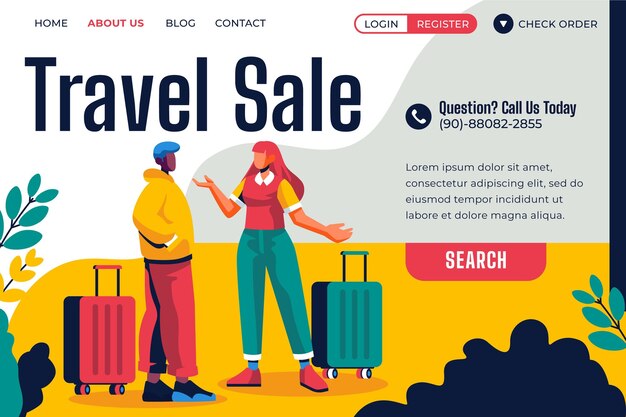 Stile della pagina di destinazione della vendita di viaggi