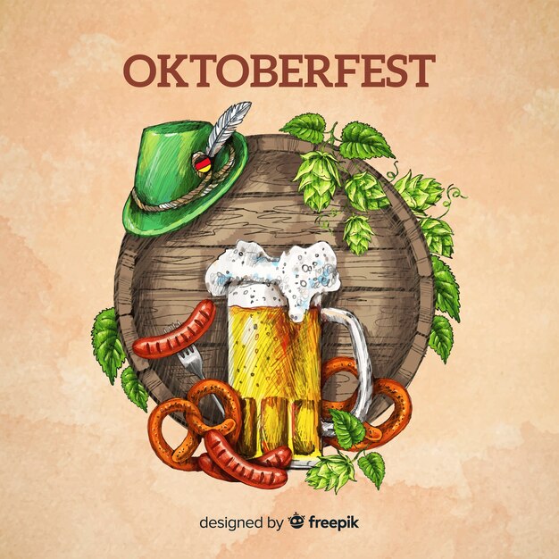 Stile disegnato a mano del fondo di concetto di Oktoberfest