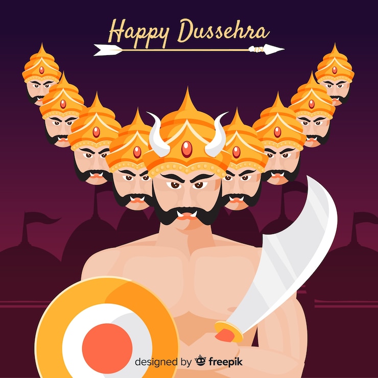 Vettore gratuito stile disegnato a mano di sfondo dussehra