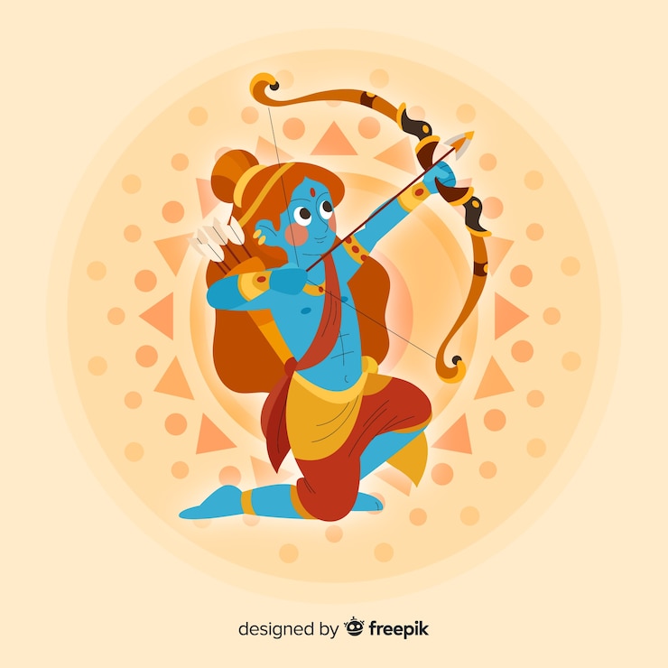 Vettore gratuito stile disegnato a mano di sfondo dussehra