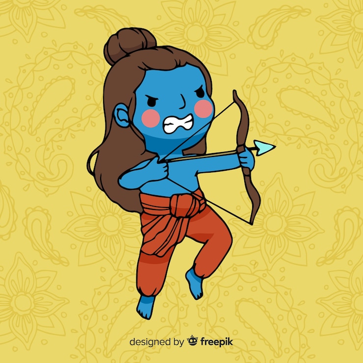 Vettore gratuito stile disegnato a mano di sfondo dussehra