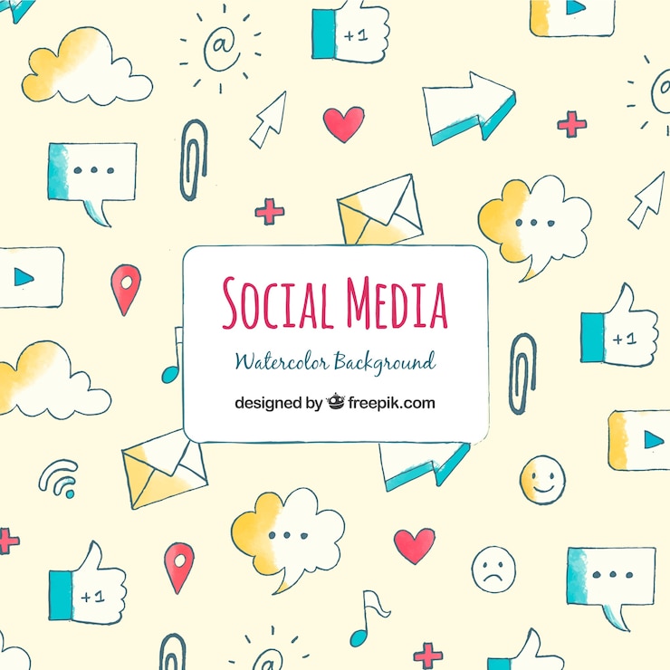 Vettore gratuito stile disegnato del fondo sociale di media a disposizione