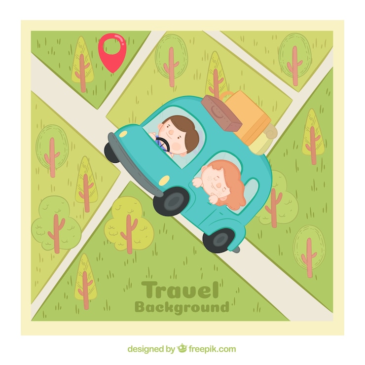 Vettore gratuito stile disegnato di fondo di viaggio a disposizione