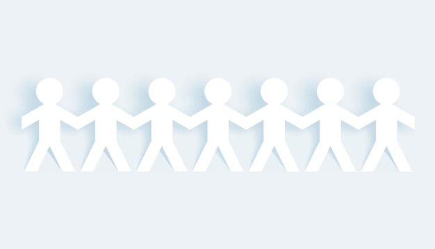 stile papercut gruppo umano catena che si unisce a mano concetto di progettazione