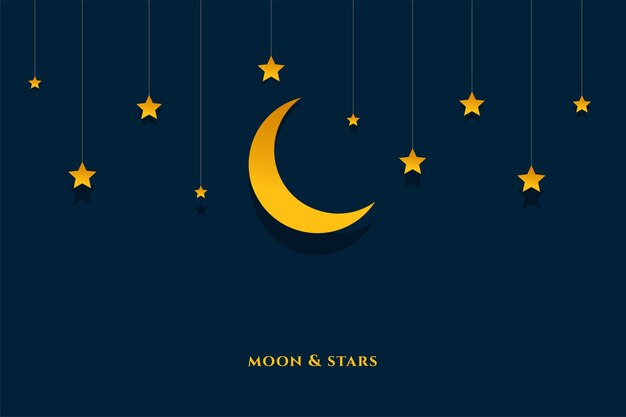 stile papercut mezzaluna con design di stelle appese