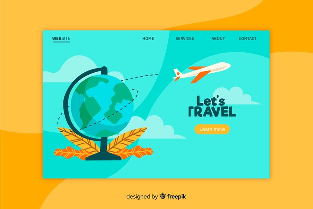 Stile piano della pagina di destinazione di viaggio
