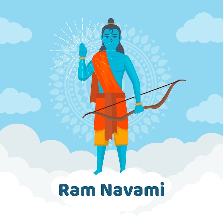 Vettore gratuito stile piatto per evento ram navami