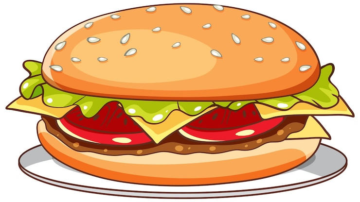 Vettore gratuito stile semplice del fumetto isolato dell'hamburger