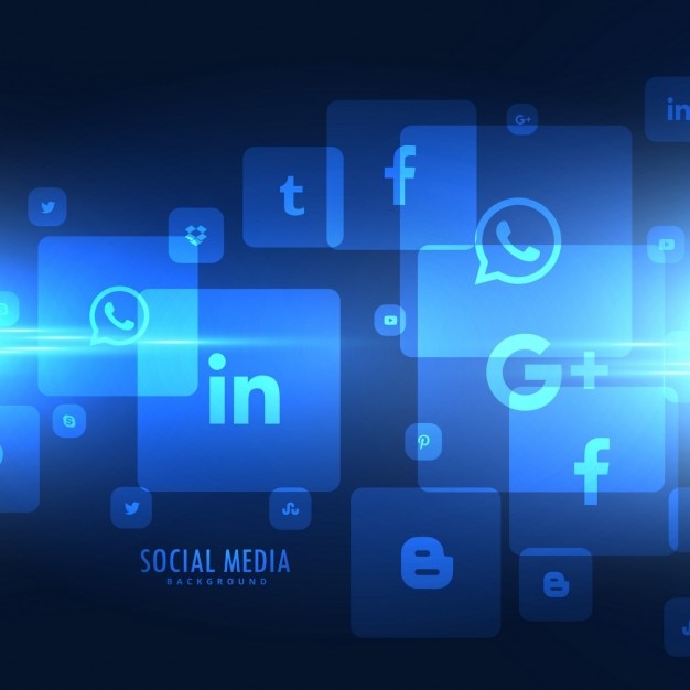Vettore gratuito stile techno icone social media sfondo