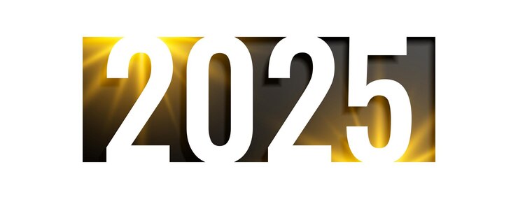 Vettore gratuito stilo papercut banner di capodanno 2025 con effetto luce