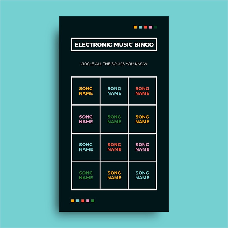 Vettore gratuito storia di instagram di bingo di musica elettronica moderna