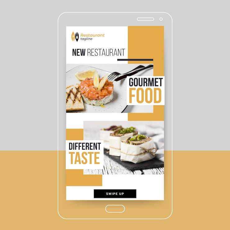 Vettore gratuito storia di instagram di cibo gourmet