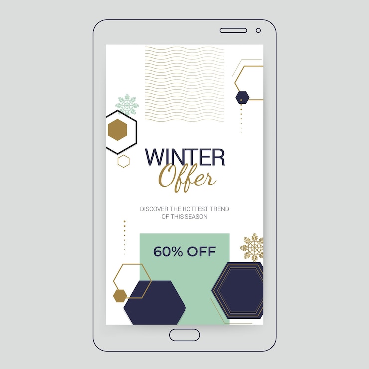 Vettore gratuito storia di instagram invernale geometrica elegante