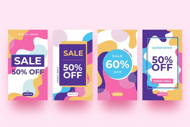 Storie colorate di instagram di vendita