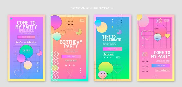 Storie di compleanno colorate sfumate