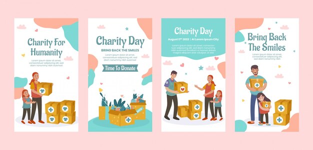 Storie di ig piatte disegnate a mano per eventi di beneficenza