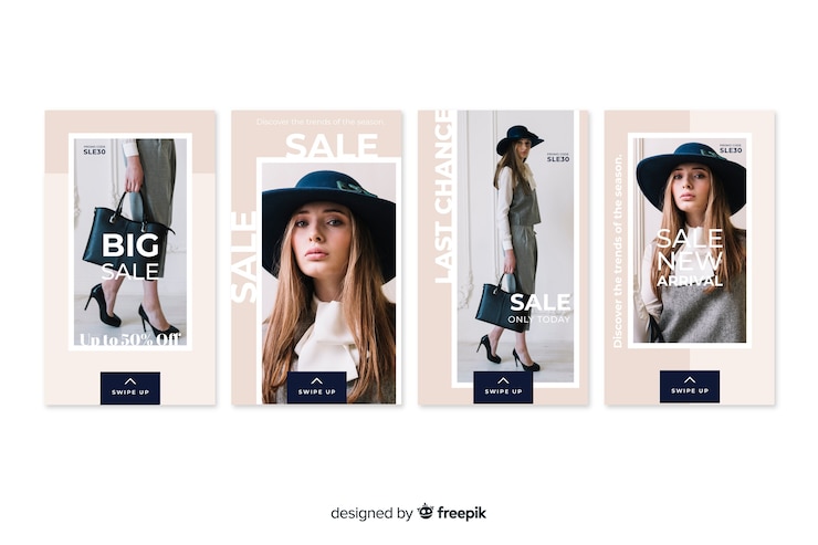 Vettore gratuito storie di instagram astratte di vendita di moda