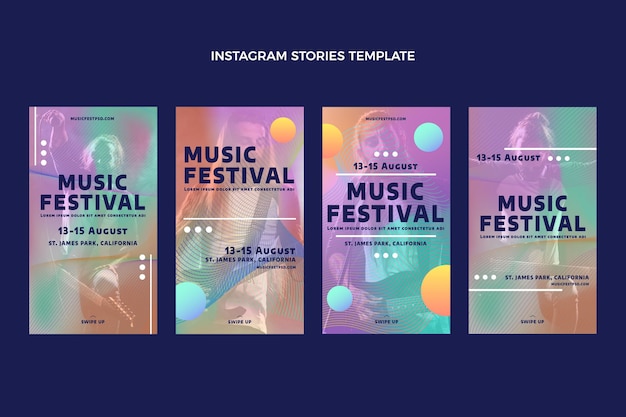 Storie di instagram del festival musicale colorato sfumato