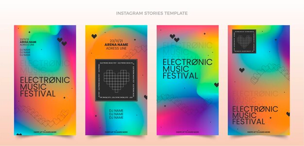 Storie di instagram del festival musicale colorato sfumato