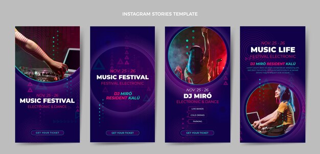 Storie di instagram del festival musicale dei mezzitoni sfumati