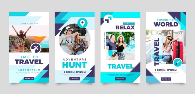 Storie di instagram di agenzie di viaggio dal design piatto