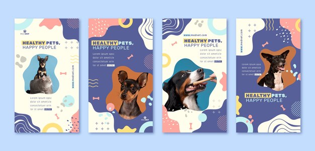 Storie di instagram di clinica veterinaria dinamica dal design piatto