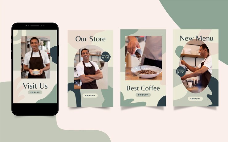 Vettore gratuito storie di instagram di forme astratte di design piatto disegnato a mano