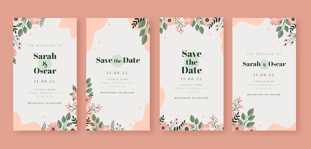 Storie di instagram di matrimonio floreale minimo