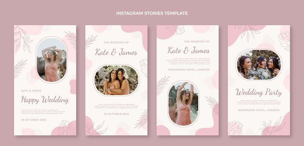 Storie di instagram di nozze disegnate a mano