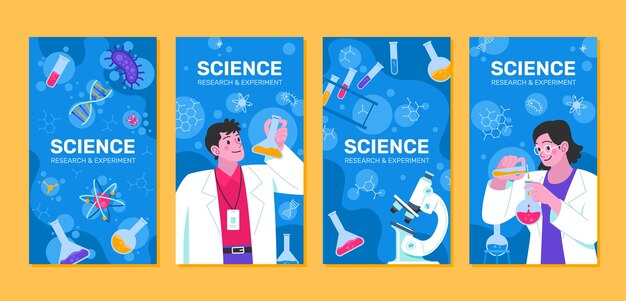 Storie di Instagram di ricerca scientifica sul design piatto