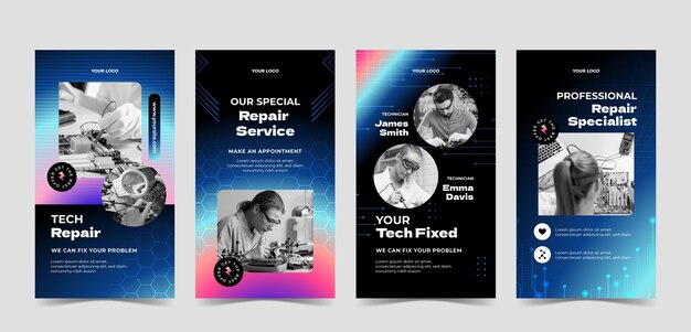 Storie di instagram di riparazione tecnica sfumata