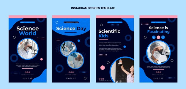 Storie di instagram di scienza del design piatto