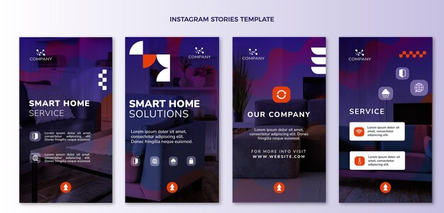 Storie di instagram di tecnologia astratta sfumata