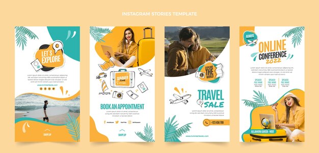 Storie di instagram di viaggio piatto