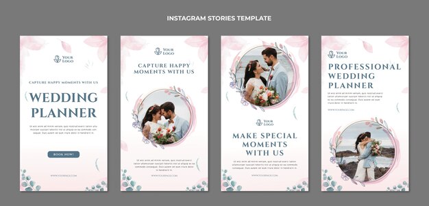 Storie di instagram di wedding planner dell'acquerello