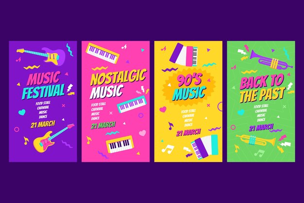 Storie di instagram festival musicali disegnate a mano