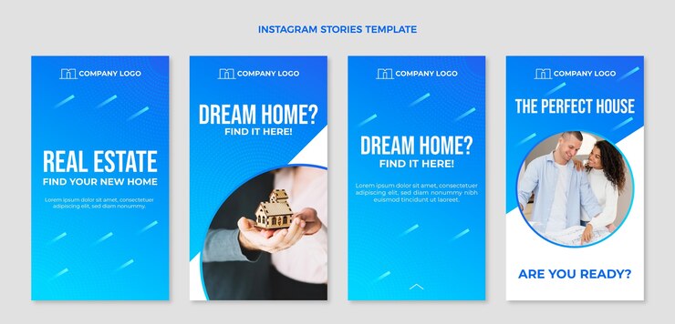 Vettore gratuito storie di instagram immobiliari sfumate