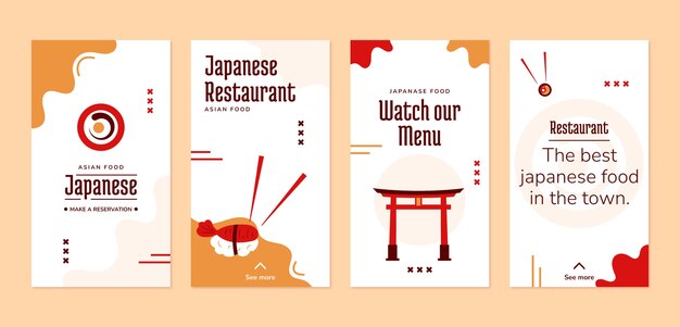 Storie di instagram minimali del ristorante giapponese