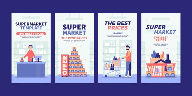 Storie piatte del supermercato