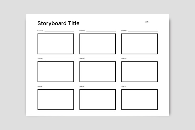 Vettore gratuito storyboard semplice con 9 fotogrammi vuoti