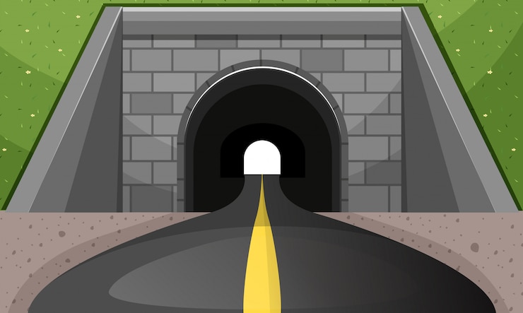 Vettore gratuito strada che attraversa il tunnel