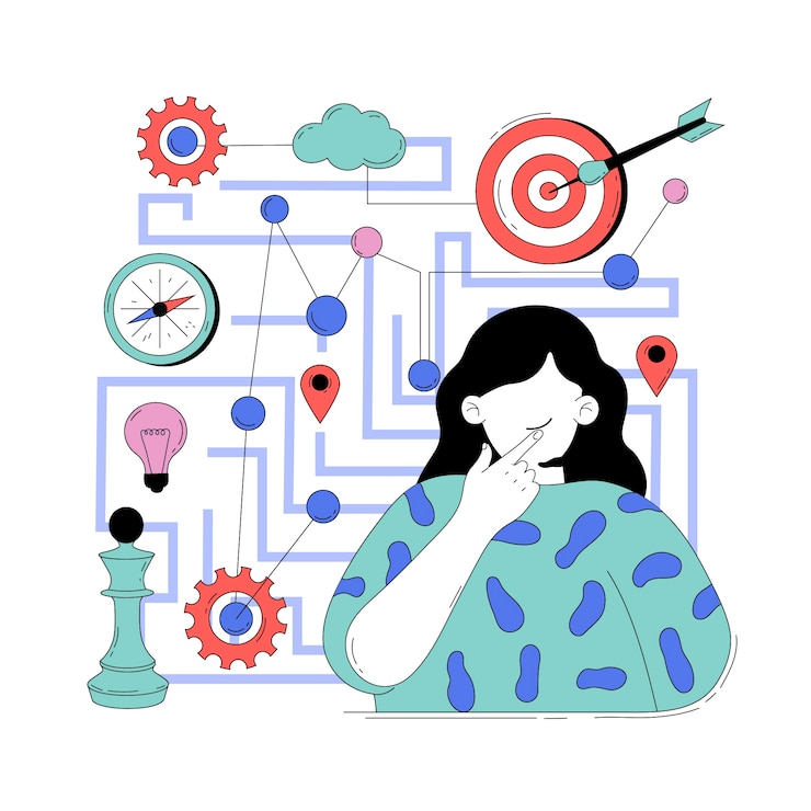 Vettore gratuito strategia aziendale disegnata a mano illustrata